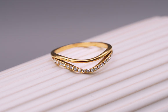 Double Layered V Rhinestone Ring