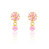 Pink Flower Stud Dangle