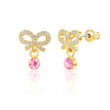 Pink Bow Stud Dangle