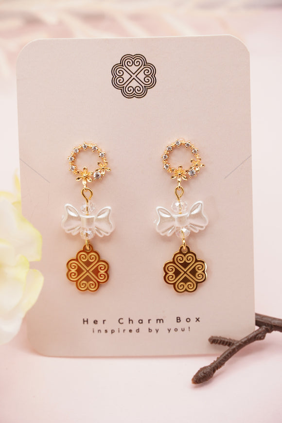 Bow Clover Heart Earrings