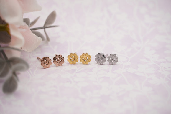 6mm Bubbly Snail Heart Stud - Gold, Rose gold, Silver