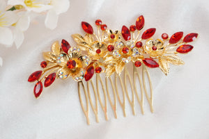 Red & Gold Hair Comb