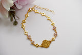 Clover Princess Bracelet- Clear/Pink Cz