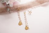 Bow Pearl Jacket Earrings - Silver/Gold