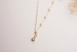 Pearl Necklace with Cubic Zirconia Necklace