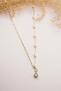 Pearl Necklace with Cubic Zirconia Necklace