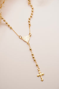 Dimond Gold Heart Rosary Necklace