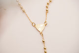 Dimond Gold Heart Rosary Necklace