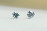 14K White Gold Round Cut Stud Earrings