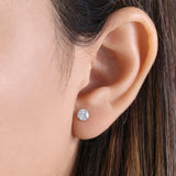 14K White Gold Round Cut Stud Earrings