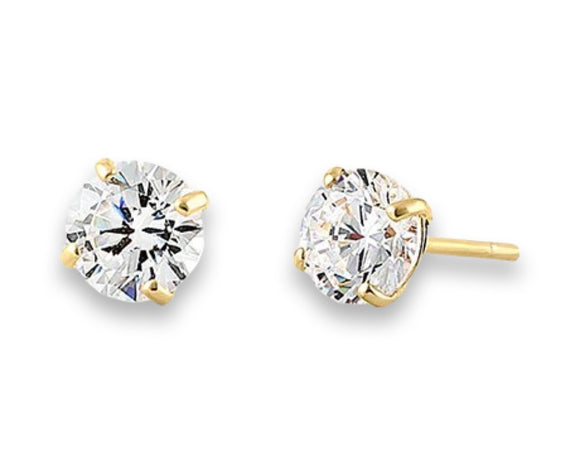 14K Yellow Gold Round Cut Earrings