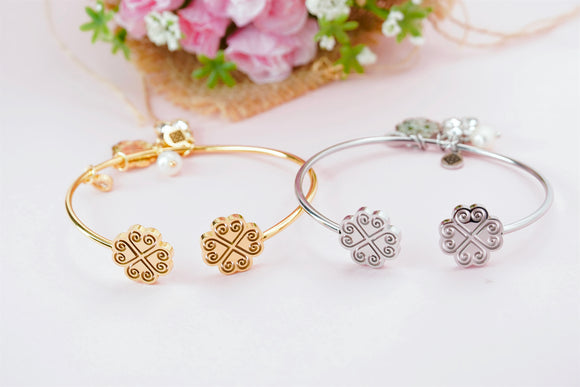 Snail Heart Cuff Bangles with Charms