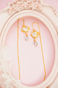 Heart Crystal Thread Through Earrings