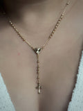 Dimond Gold Heart Rosary Necklace