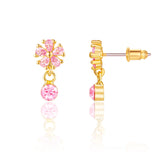 Pink Flower Stud Dangle